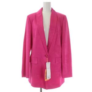 MAX&CO. スーツ セットアップ 上下 ショールカラージャケット 1B 総裏地 テーパードパンツ スラックス リーフ柄 44 ピンク