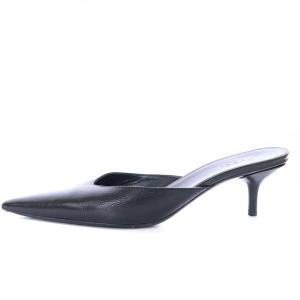 GUCCI ミュール ポインテッドトゥ レザー 34.5 21.5cm 黒 ブラック