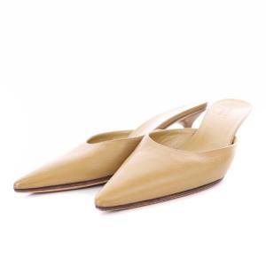 ミュール ポインテッドトゥ レザー 34.5 21.5cm ベージュ
