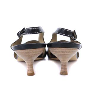 TOD'S パンプス ポインテッドトゥ バックストラップ ベルトデザイン ステッチ 4.5 21.5cm 黒 ブラック