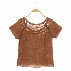 MARNI モヘア ニット セーター プルオーバー 半袖 38 茶 ブラウン