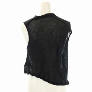 ANN DEMEULEMEESTER 変形 タンクトップ カットソー ノースリーブ プルオーバー Vネック M 黒 ブラック
