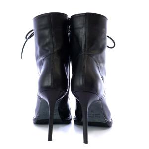 ANN DEMEULEMEESTER ブーツ ショート ピンヒール レースアップ レザー 36 ブラック
