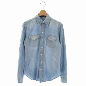 デニムシャツ 長袖 前開き コットン 2 ライトブルー