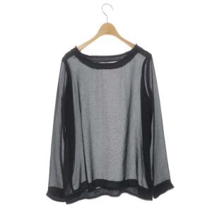 LEINWANDE シアー ブラウス プルオーバー 長袖 カットオフ F 黒 ブラック