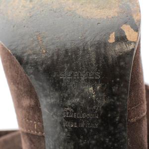 HERMES ロングブーツ チャンキーヒール スエード 40 25cm 茶 ブラウン