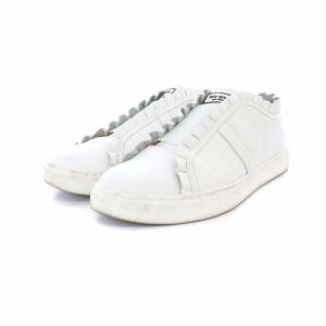 kate spade new york スニーカー スリッポン ローカット レザー フリル 23.5cm 白 ホワイト