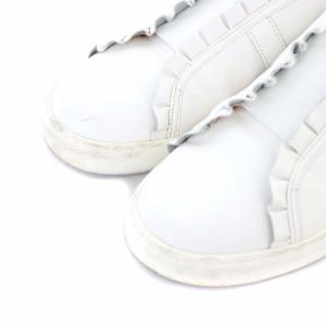 kate spade new york スニーカー スリッポン ローカット レザー フリル 23.5cm 白 ホワイト