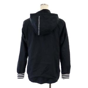 adidas ジャージ セットアップ 上下 ジャケット フード ジップアップ イージーパンツ ストレート M 黒 白 ブラック ホワイト