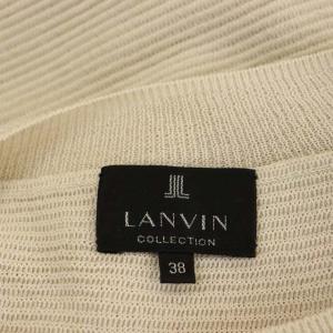 LANVIN コレクション COLLECTION シアーラインニットプルオーバー カットソー クルーネック 半袖 ウール混 38 ライトベージュ