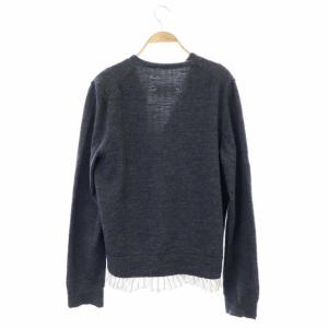 Maison Margiela 14 21AW ダメージ加工 レイヤード カーディガン ニット Vネック 長袖 S チャコール