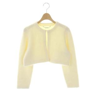 22AW ショートファーカーディガン クルーネック 前開き モヘヤ混 長袖 F オフホワイト