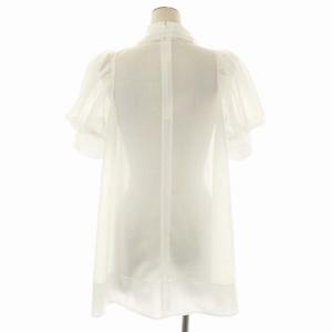 CELFORD 22SS バックリボンシアーブラウス 五分袖 ボリュームスリーブ ボウタイ プルオーバー 36 オフホワイト