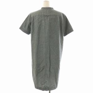 MHL. YARN DYE COTTON LINEN WORK SHIRT ONE-PIECE ワークシャツワンピース 膝丈 フレア