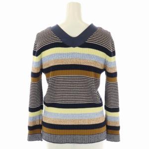 TOMORROWLAND マルチボーダーランダムリブカーディガン ニット 長袖 Vネック S マルチカラー