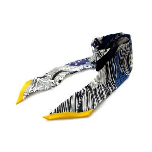 21SS ツイリー Selle de Dignitaire スカーフ シルク 絹 白 ホワイト 青 ブルー 黄 イエロー OH