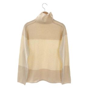 GALERIE VIE カシミヤ タートルネックニット セーター ボーダー プルオーバー 長袖 S ライトベージュ ベージュ