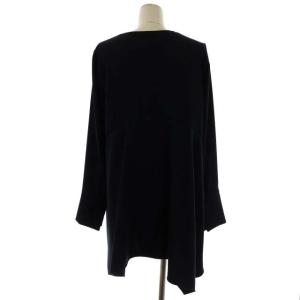 ENFOLD ダブルサテンアシンメPOプルオーバー ブラウス チュニック 長袖 Vネック 38 濃紺 ダークネイビー