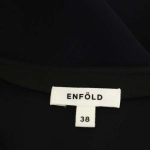 ENFOLD ダブルサテンアシンメPOプルオーバー ブラウス チュニック 長袖 Vネック 38 濃紺 ダークネイビー