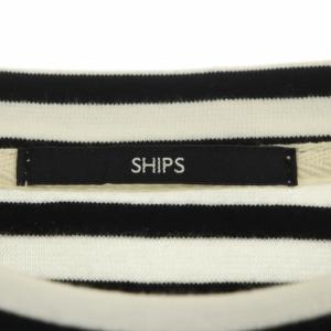 SHIPS 21SS ライト ミラノリブ クルーネック プルオーバー Tシャツ カットソー 半袖 ボーダー M 黒 白 ブラック ホワイト