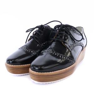 UWMSC オックスフォードシューズ レースアップ 編み上げ ウイングチップ 35h 22.5cm 黒 ブラック