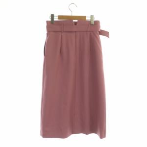 ANAYI ポリエステルツイルタックスカート ミモレ丈 ロング フレア ベルト付き 36 スモークピンク