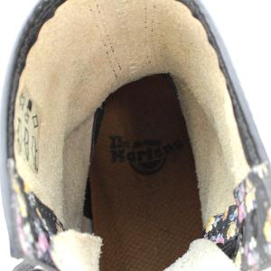 Dr.Martens ショートブーツ 8ホール 花柄 レザー UK4 23cm 黒 ブラック ピンク 黄 イエロー 11821