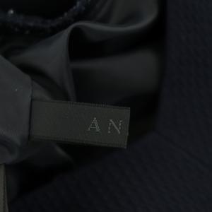 ANAYI Vネックフレアワンピース 半袖 ギャザースリーブ 膝丈 36 紺 ネイビー