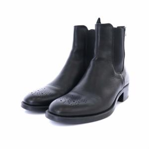 BARNEYS NEW YORK ショートブーツ サイドゴアブーツ ローヒール ラウンドトゥ レザー 36 23cm 黒 ブラック