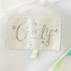 Chesty マーガレット ワンピース ノースリーブ フレア ロング 花モチーフ Vネック 0 緑 グリーン マルチカラー