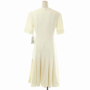 CELFORD カットソータックワンピース ロング フレア 五分袖 クルーネック 38 アイボリー