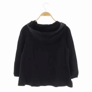 TO BE CHIC ジップアップパーカー 七分袖 フリル フード 40 黒 ブラック