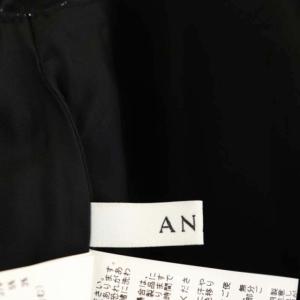 ANAYI ノースリーブフレアワンピース ラメ 膝丈 千鳥格子 ラウンドネック バックV 38 黒 ブラック