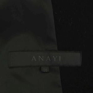 ANAYI ショーツカラーコート アウター ミドル丈 総裏地 アンゴラ ウール 38 黒 ブラック