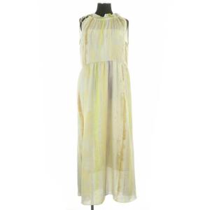 タイダイストライプワンピース ロング ノースリーブ アメリカンスリーブ 総柄 インナー付き 36 アイボリー マルチカラー