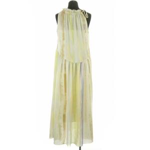 CELFORD タイダイストライプワンピース ロング ノースリーブ アメリカンスリーブ 総柄 インナー付き 36 アイボリー マルチカラー