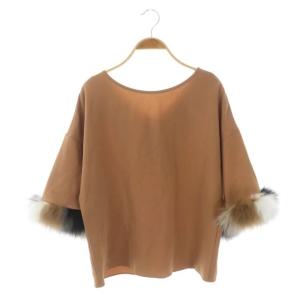 トリアセファートップス ブラウス プルオーバー 七分袖 36 ライトブラウン