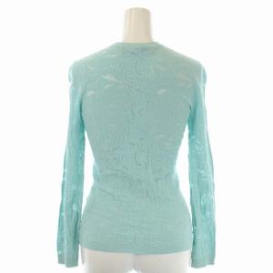 VERSACE ニット カットソー 長袖 プルオーバー レース編み クルーネック 40 水色 ライトブルー
