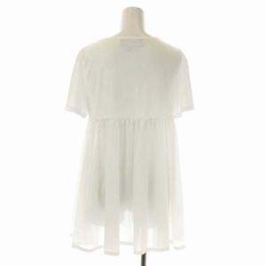 M'S GRACY サイドギャザーカットソー Tシャツ 切替 シフォン チュール 半袖 リボン 38 白 ホワイト