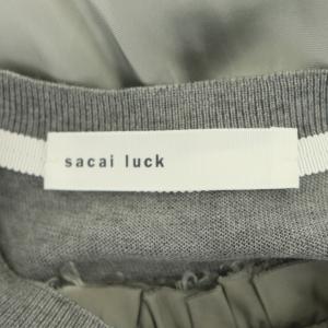 sacai luck サテン切替 カーディガン ウール ニット 長袖 2 グレー