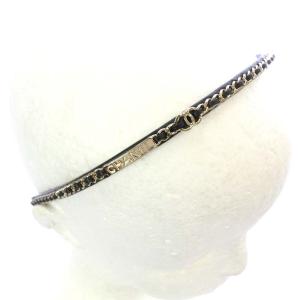 カチューシャ ヘッドバンド ココマーク チェーン ロゴプレート付き ラムスキン B22 ブラック