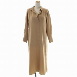 ロング丈ブラウス ワンピース 長袖 スキッパー 36 ベージュ