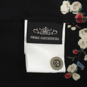 GRACE CONTINENTAL シャーリングプリントブラウス バックボタン 花柄 長袖 36 黒 ブラック