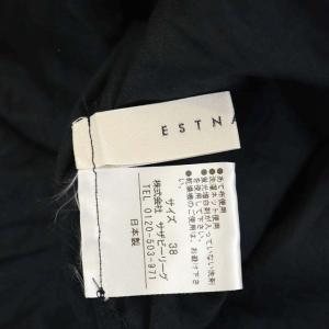 ESTNATION 21SS スリーブボリューム2WAYブラウス 長袖 プルオーバー バックオープン リボン フリルネック 38 紺 ネイビー