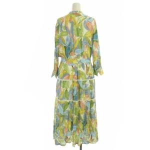 ANAYI ペイントリーフプリントフレアシャツワンピース ロング 長袖 インナー付き 38 マルチカラー