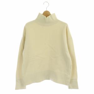 コットン裏毛ハイネックプルオーバー スウェット 長袖 ライトベージュ