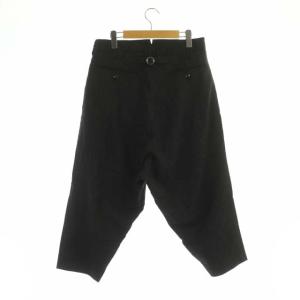 ATTACHMENT サルエル パンツ シンチバック ボタンフライ ストライプ ウール 3 黒 ブラック 白 ホワイト