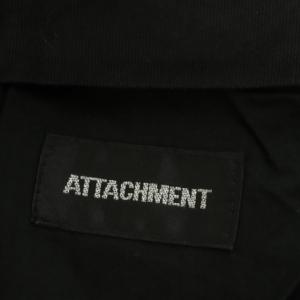 ATTACHMENT サルエル パンツ シンチバック ボタンフライ ストライプ ウール 3 黒 ブラック 白 ホワイト
