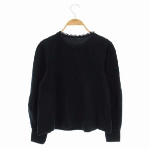 franche lippée カットソー 長袖 プルオーバー レース 刺繍 クルーネック M 黒 ブラック