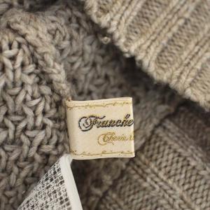 franche lippée ニット ウール混 セーター 長袖 プルオーバー ケーブル編み ショート モックネック M グレージュ